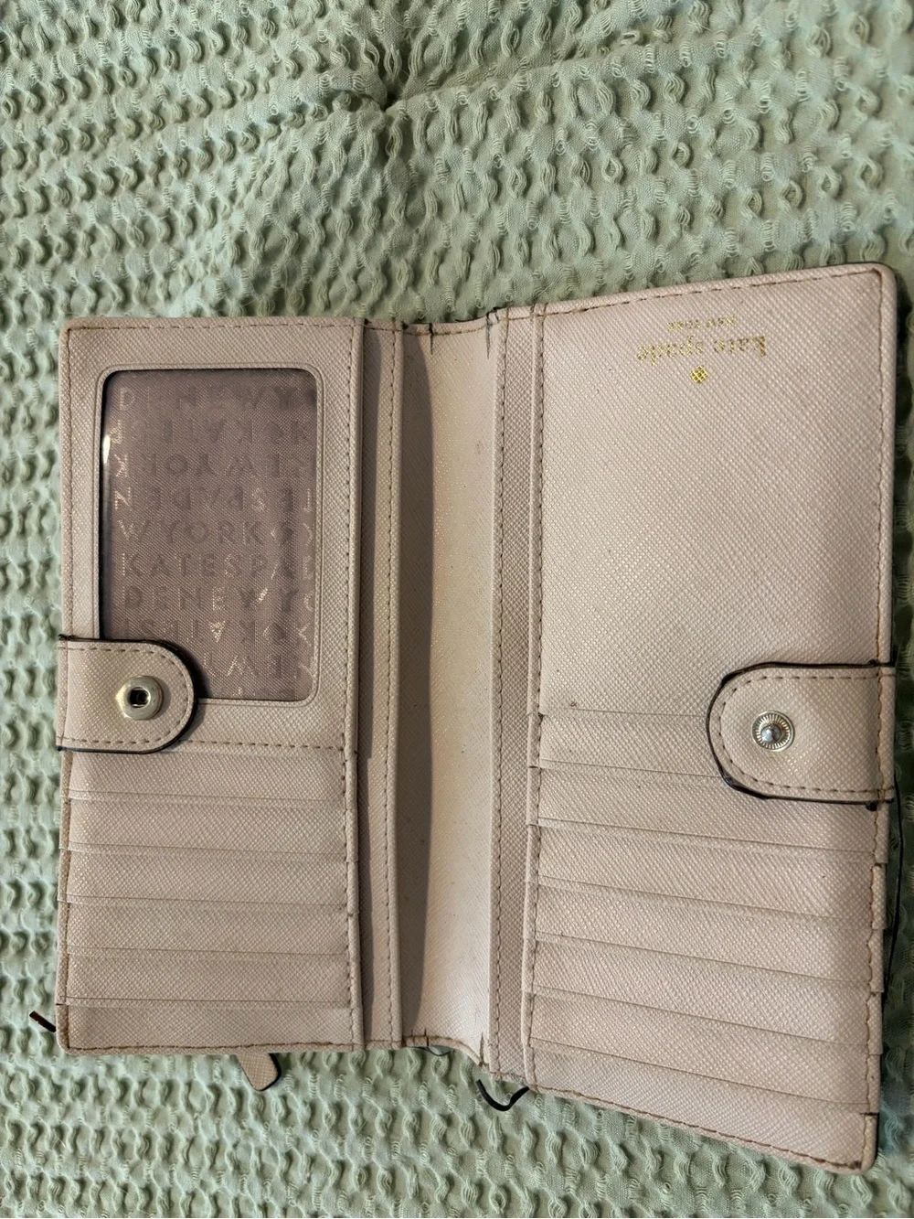 kate spade Tan Saffiano Leather Clutch Wallet